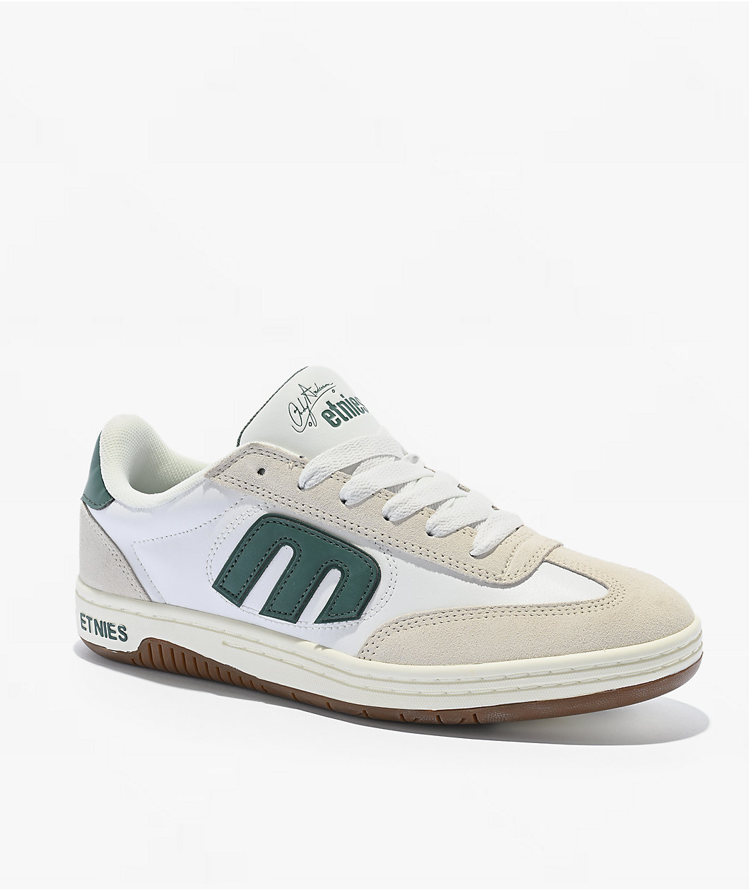 etnies Anderson Locut White & Green Skate Shoes