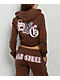 $AD GIRLZ By Junior H Flowers Brown Crop Zip Hoodie - Thumbnail image 1 of 9
