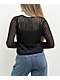 24COLOURS Sheer Striped Black Long Sleeve Top - Thumbnail image 2 of 5