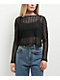 24COLOURS Sheer Striped Black Long Sleeve Top - Thumbnail image 1 of 5