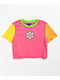 A-Lab Quinne Daisy Colorblock Pink, Orange & Yellow Crop T-Shirt