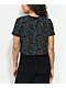 A-Lab Quinnie Mushroom All Over Print Black Crop T-Shirt