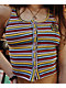 A-Lab Roscoe Top corto sin mangas abotonado con rayas rojas, verdes y moradas