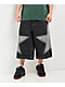 A.LAB Airbrush Star Dark Blue Wash Mega Wide Denim Shorts - Thumbnail image 2 of 5