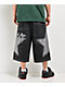 A.LAB Airbrush Star Dark Blue Wash Mega Wide Denim Shorts - Thumbnail image 1 of 5