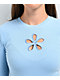 A.LAB Audrina Flower Light Blue Long Sleeve Crop T-Shirt - Thumbnail image 3 of 4
