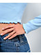 A.LAB Audrina Flower Light Blue Long Sleeve Crop T-Shirt - Thumbnail image 4 of 4