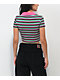 A.LAB Cordina Pink & Green Stripe Zip Crop Polo Shirt - Thumbnail image 3 of 4