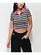 A.LAB Cordina Pink & Green Stripe Zip Crop Polo Shirt - Thumbnail image 1 of 4