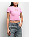 A.LAB Katrina Bow Cutout Pink Crop T-Shirt - Thumbnail image 1 of 4