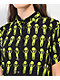 A.LAB Kona Black & Green Crop Short Sleeve Button Up Alien Shirt - Thumbnail image 3 of 3