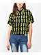 A.LAB Kona Black & Green Crop Short Sleeve Button Up Alien Shirt - Thumbnail image 1 of 3