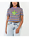 A.LAB Quinnie Frick Off Purple Stripe Crop T-Shirt - Thumbnail image 1 of 4