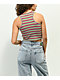 A.LAB Roscoe Red, Green & Purple Stripe Button Up Crop Tank Top - Thumbnail image 2 of 6