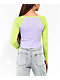 A.LAB Sammie Flower Green & Purple Long Sleeve Raglan Crop T-Shirt - Thumbnail image 2 of 3