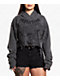 Affliction Angels Distressed Grey Wash Boxy Crop Hoodie - Thumbnail image 1 of 4