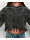 Affliction Angels Distressed Grey Wash Boxy Crop Hoodie - Thumbnail image 3 of 3