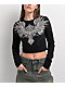 Affliction Ayala Skull Black Long Sleeve Crop T-Shirt - Thumbnail image 1 of 4