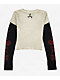 Affliction Crimson Doom White Wash & Black 2fer Long Sleeve Crop T-Shirt - Thumbnail image 2 of 2
