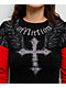 Affliction Criss Cross Black & Red 2fer Long Sleeve Crop T-Shirt - Thumbnail image 3 of 4