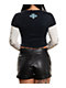 Affliction Criss Cross Black Wash & White 2fer Long Sleeve Crop T-Shirt - Thumbnail image 2 of 2