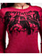 Affliction Crows Cherry Red Burnout Long Sleeve T-Shirt - Thumbnail image 3 of 4