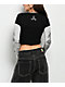 Affliction Forgotten Black & Grey 2fer Long Sleeve Crop T-Shirt - Thumbnail image 2 of 4