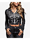 Affliction Iron Soul Notch Black Wash Thermal Long Sleeve Crop T-Shirt - Thumbnail image 1 of 6