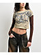 Affliction Jump Brown 2fer Long Sleeve Crop T-Shirt - Thumbnail image 1 of 4