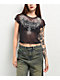 Affliction Loki Mesh Black Crop T-Shirt - Thumbnail image 1 of 3