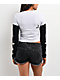 Affliction Ominous Shadow Black & White 2fer Long Sleeve Crop T-Shirt - Thumbnail image 2 of 5