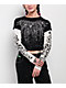 Affliction Requiem Frost Black & White 2fer Long Sleeve Crop T-Shirt - Thumbnail image 1 of 4
