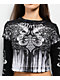 Affliction Tarnished Wire Black & White 2fer Long Sleeve Crop T-Shirt - Thumbnail image 3 of 4