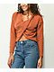 Almost Famous suéter naranja trenzado de cuello redondo