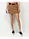 Angel Kiss Brown Corudory Belted Mini Skirt
