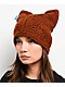 Arkyve Natural Brown Crochet Cat Beanie - Thumbnail image 1 of 2