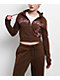 Baby Phat Script Brown Crop Zip Hoodie - Thumbnail image 1 of 4