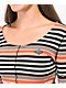 Basic Pleasure Mode Bella Black & Cream Crop Stripe Long Sleeve T-Shirt - Thumbnail image 3 of 3