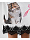 Basic Pleasure Mode Lace Print Satin White Midi Skirt - Thumbnail image 3 of 3