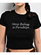 Bella Dona Stop Being A Pendeja Rhinestone Black Crop T-Shirt - Thumbnail image 3 of 4