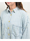 Blu Pepper Pinstripe Blue Chambray Button Up Shirt - Thumbnail image 4 of 4