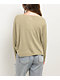 Blu Pepper Waffle Knit Split Neck Beige Long Sleeve T-Shirt - Thumbnail image 2 of 4
