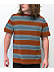 Brixton Hilt Shield Logo Brown & Blue Stripe Knit T-Shirt