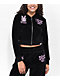 Broken Promises 2Cute Black Velour Crop Zip Hoodie - Thumbnail image 1 of 5