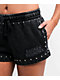 Broken Promises Adorned Black Wash Sweat Shorts - Thumbnail image 3 of 4