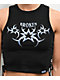 Broken Promises Chromium Black Lace Up Crop Tank Top - Thumbnail image 3 of 4