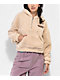 Broken Promises Cry Later Cream Half Zip Crop Tech Fleece Hoodie - Thumbnail image 2 of 7