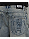 Broken Promises Enamored Rhinestone Light Blue Wash Loose Fit Shorts - Thumbnail image 3 of 5