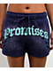 Broken Promises Endless Rhinestone Blue Wash Sweat Shorts - Thumbnail image 3 of 7