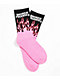 Broken Promises In Flame Black & Pink Crew Socks
